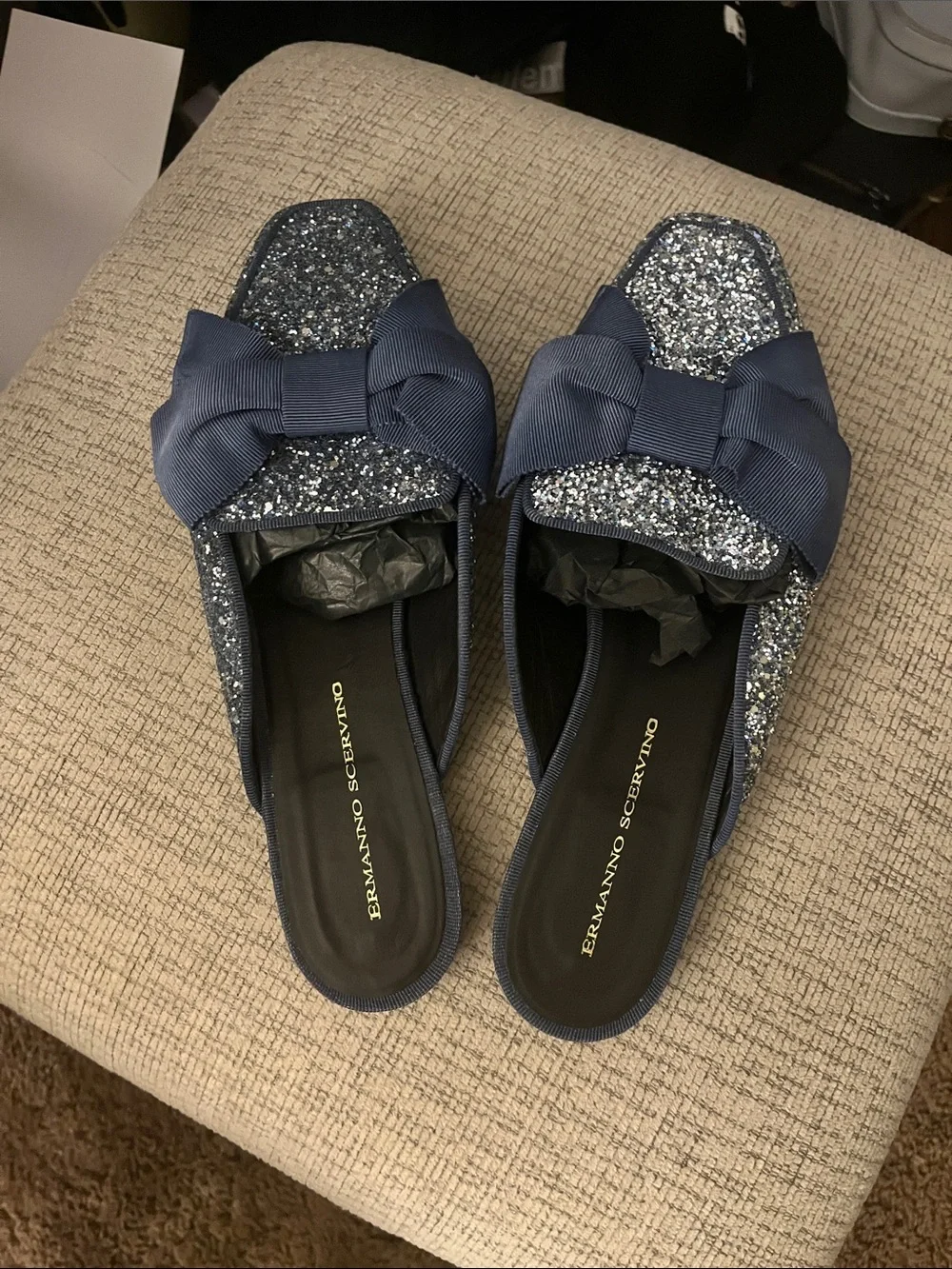 Ermanno Scervino Glitter Bow Slides